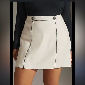 Anthropologie Cream Mini Skirt with Black Piping